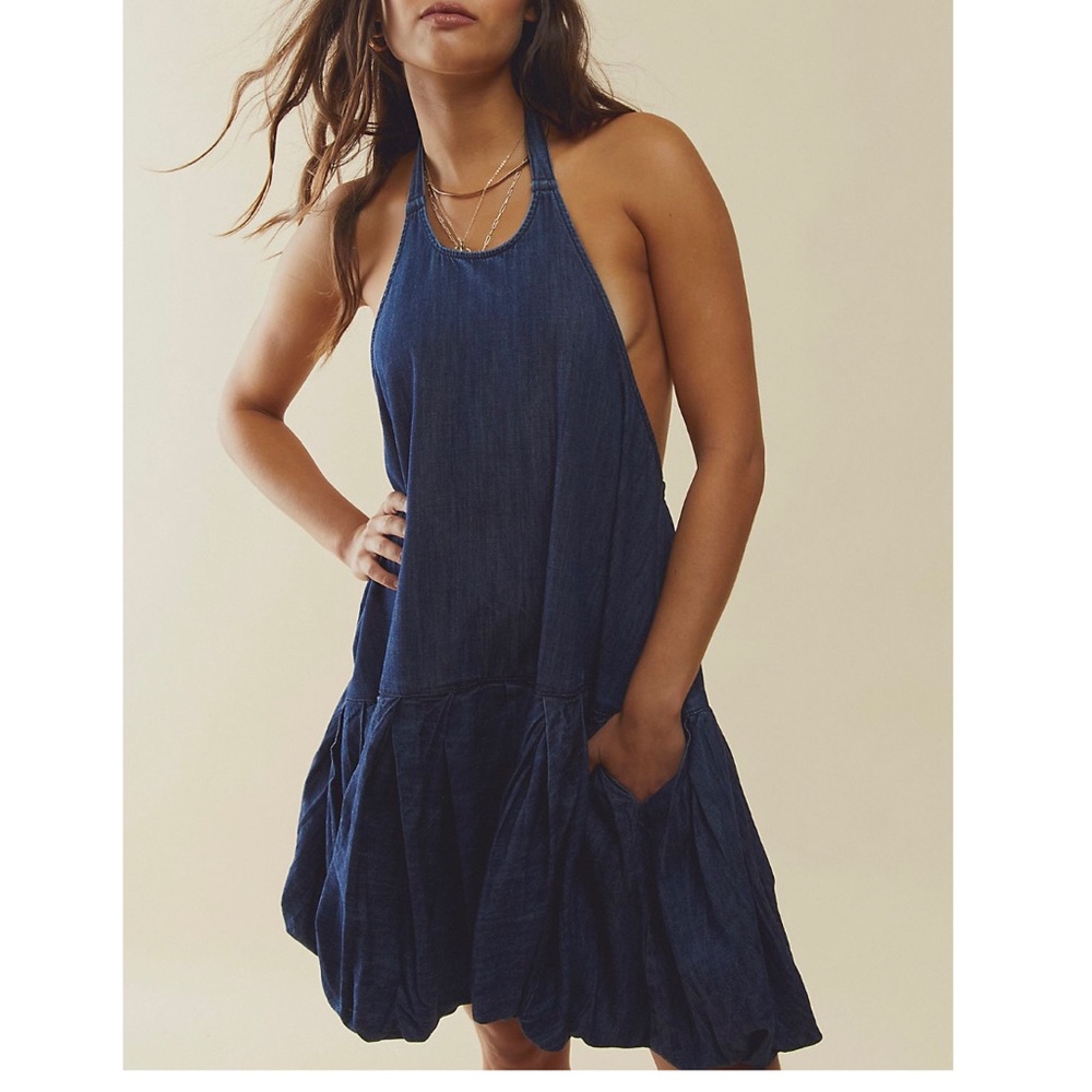 Free People Denim Bubble Hem Dress